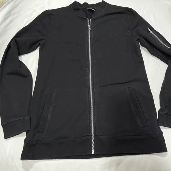ASOS Black Jersey Bomber Jacket Size Medium - Picture 7 of 11